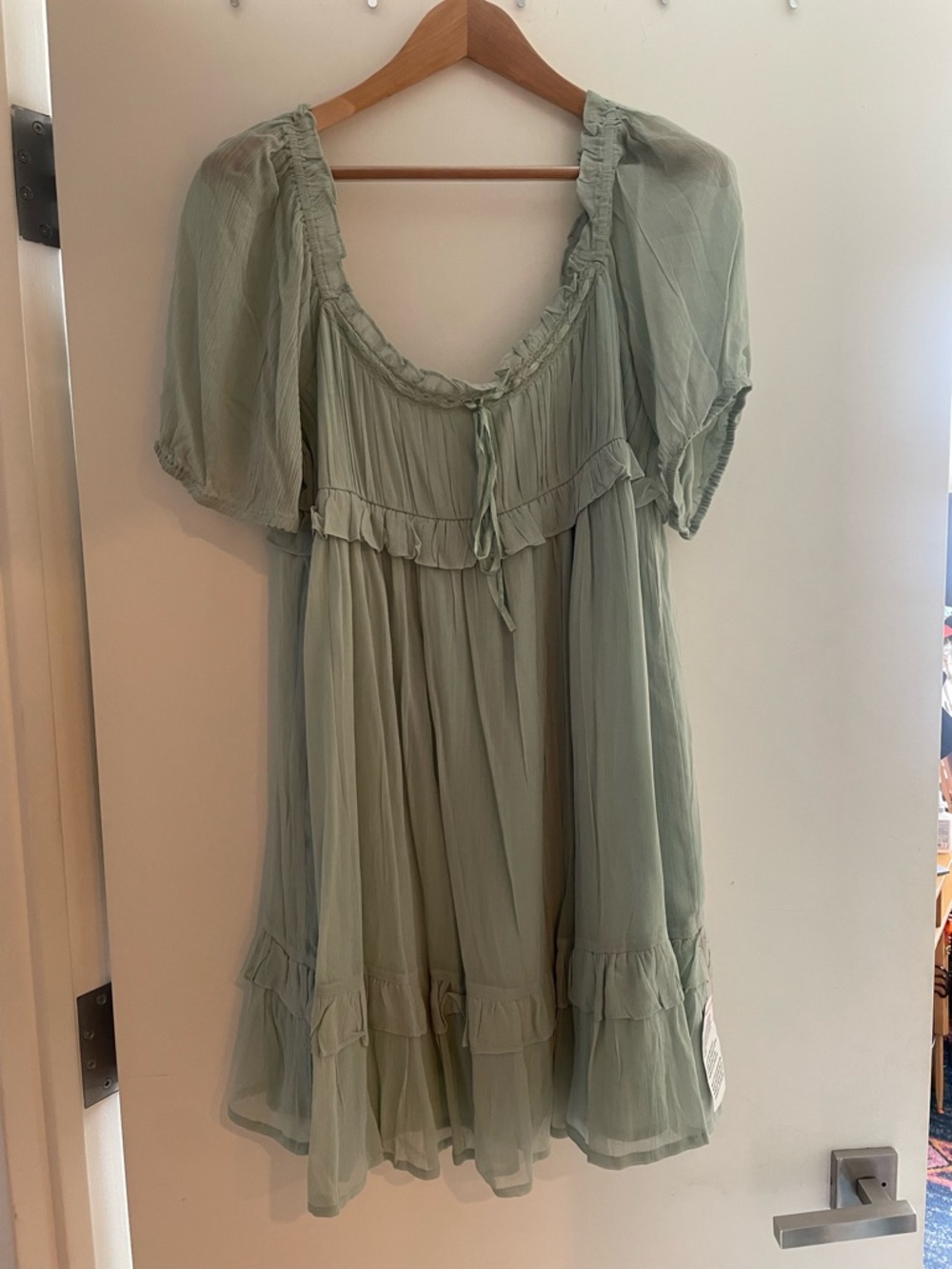 ASOS Sage Puff-Sleeve Ruffle Mini Dress - Picture 5 of 7